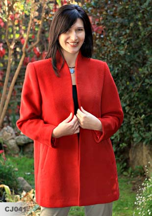 ‘Sacco’ Coat 72% Alpaca 28% Wool : $699 : Red, black & cream : XS - XL