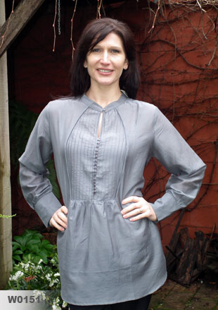 Pintuck smock with button detail
