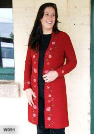 Piura Embroidered Long Cardigan 100% Baby Alpaca