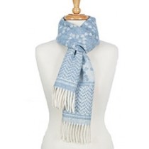 Jacquard Raindrop Scarf Light Blue/Cream