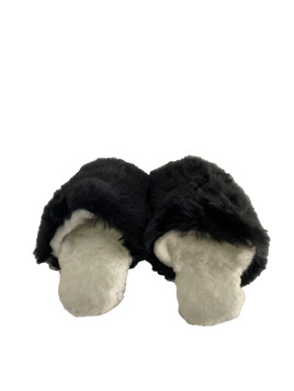 Alpaca Fur Slippers Black