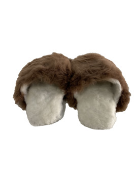 Alpaca Fur Slippers Brown