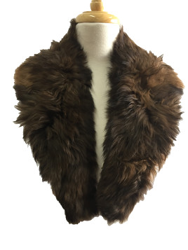 Fur Collar Round Edge Dark Chocolate