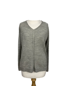 Ladies Sweater V Neck Light Grey