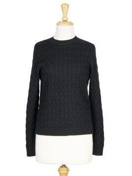 CABLE CREW NECK SWEATER BLACK