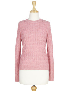 CABLE CREW NECK SWEATER BABY PINK