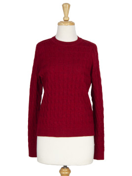 CABLE CREW NECK SWEATER RED