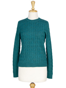 CABLE CREW NECK SWEATER TEAL
