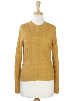 CABLE CREW NECK CARDIGAN GOLD