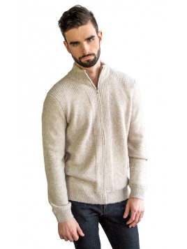 Ribbed Zip Cardigan Natural