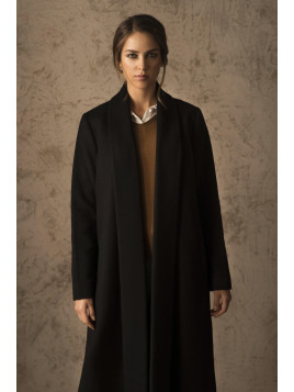 VICUNA LONG SWING COAT BLACK