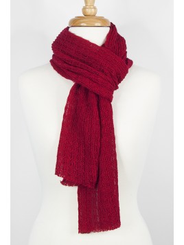LACY KNIT SCARF RED