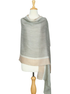 Shawl satin stripe Mid Grey/Lt Fawn